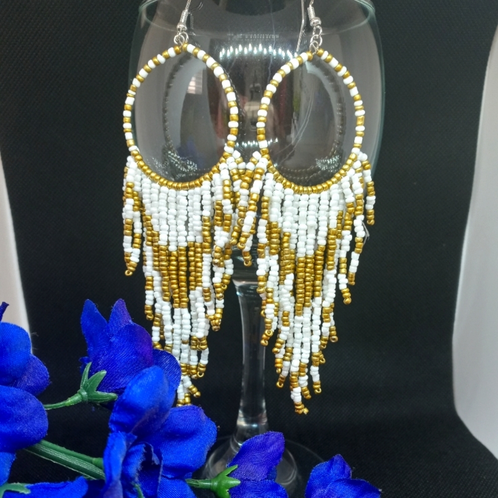 Beautiful handmade earrings with beads and stainless steel